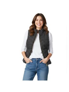 Michael Kors Puffer Vest Womens Size Small Polka Dot Casual Fall Layers Minimal